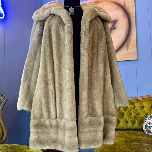 Vintage 60s Tissavel From France Faux Fur For Country Pacer Coat - Picture 5 of 7